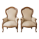 Pair of Voltaire armchairs in wood and gingham fabric.