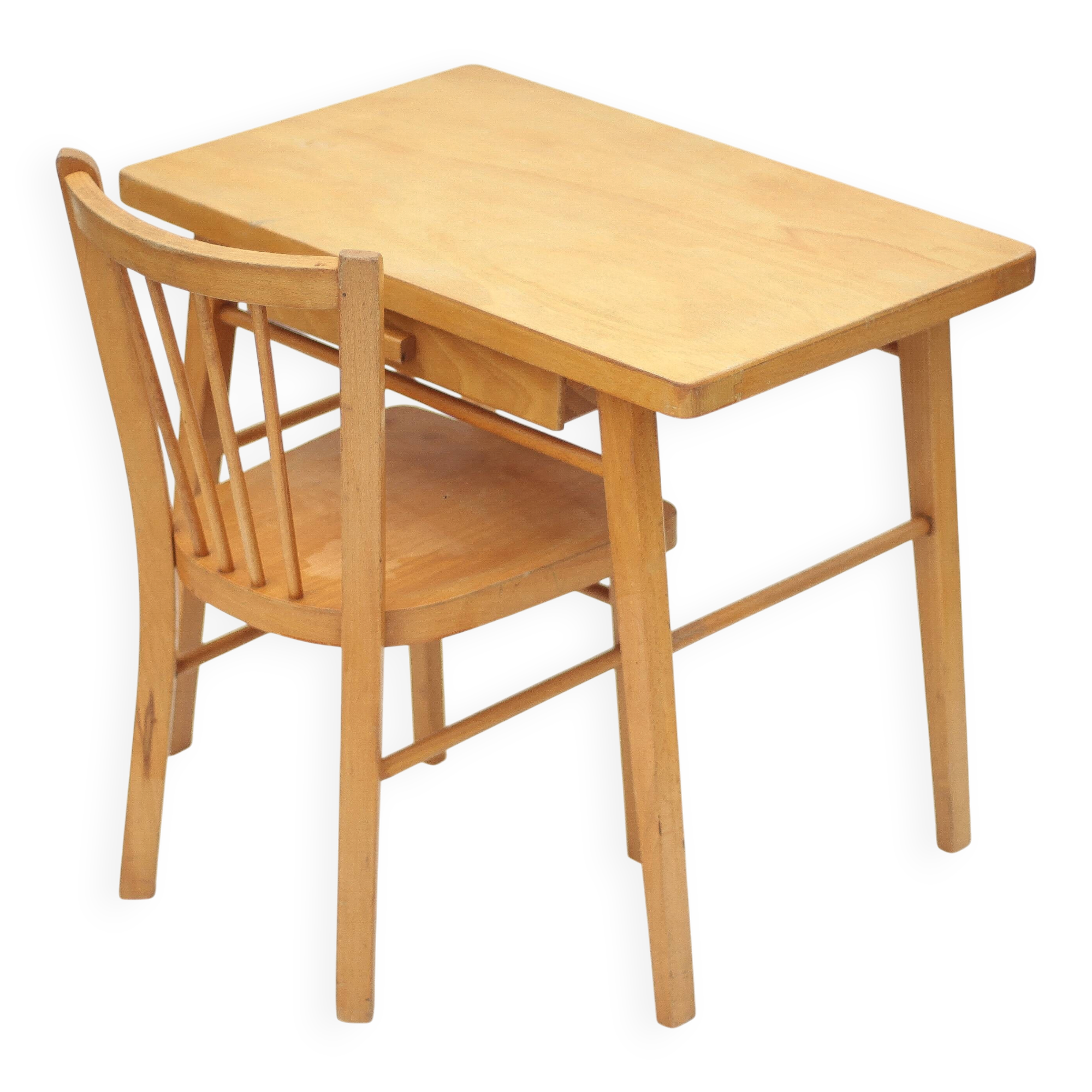 Baumann vintage desk, children's wooden desk with chair, desk with drawers.