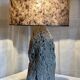 Brutalist vintage stone lamp from the 1970s, raw art.