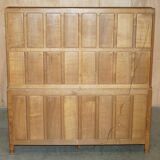 Vintage Robert Mouseman Thompson oak display cabinet with shelves and lighting.