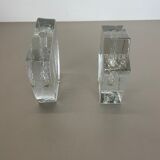 Set of 2 "brutalist" rock glass vases, germany 1970