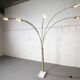 Italian regency brass arc floor lamp with five arms and marble base, 1970's