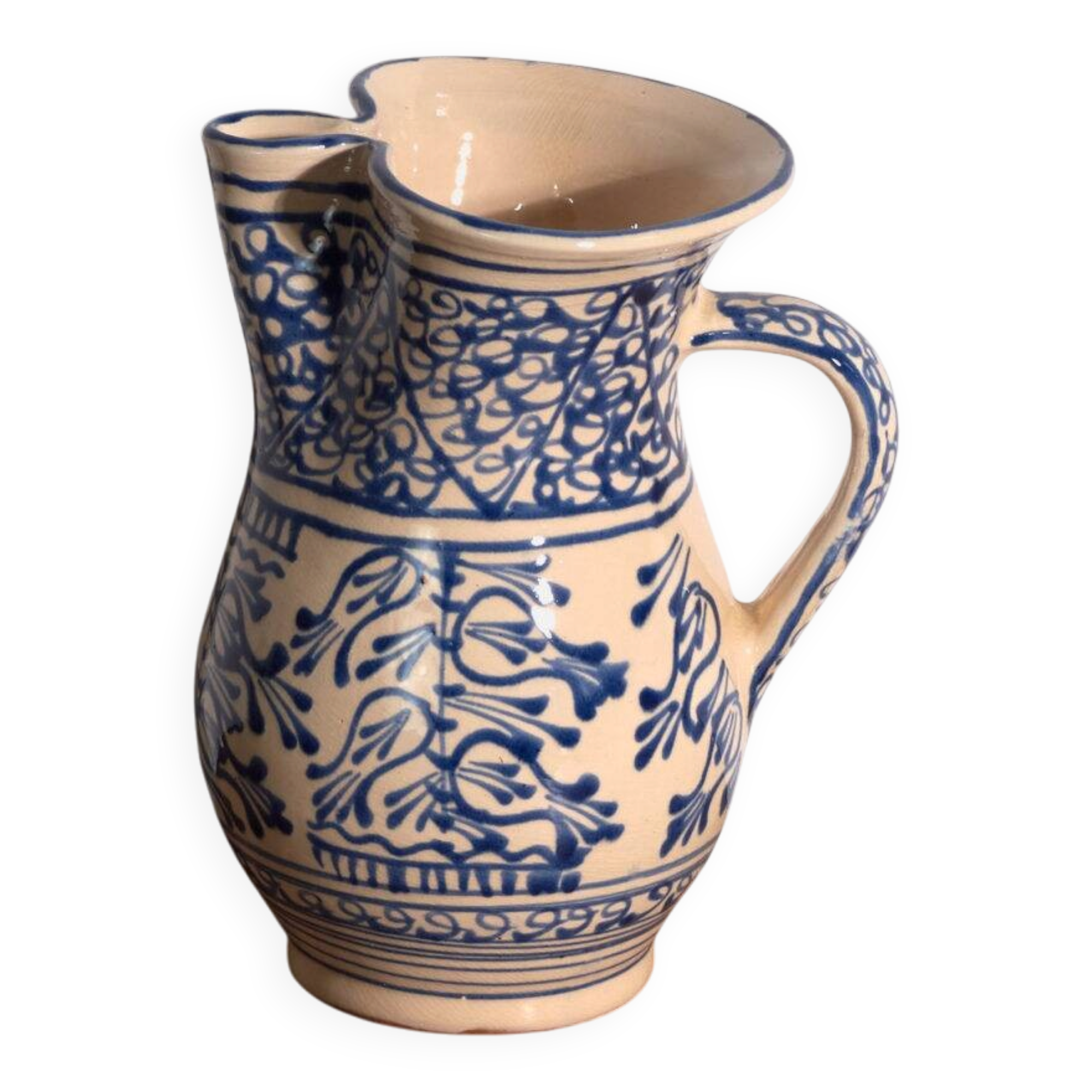Old blue and white faience jug – Central Europe, around 1930