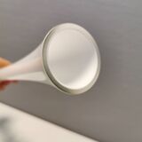 Tall, slim glass vase, in double layer glass (translucent and milky white)