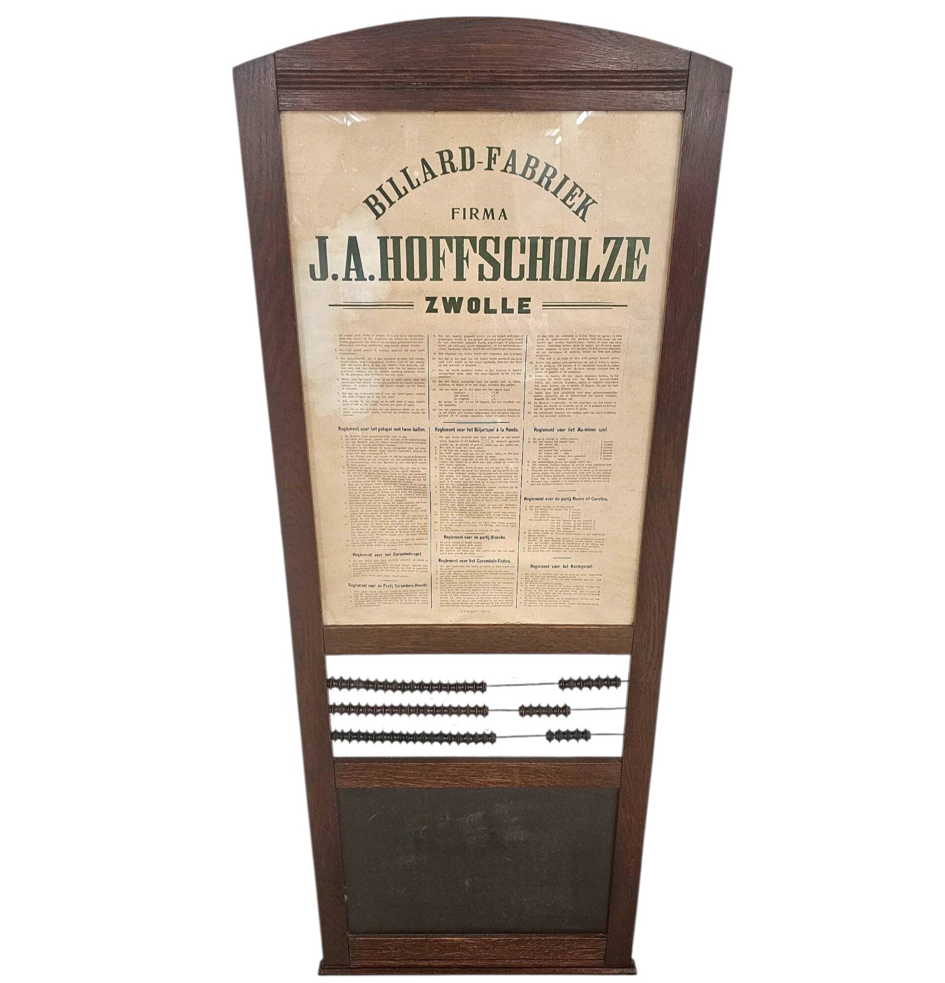 Wall billiards scoreboard by J.A. Hoffscholze / Zwolle / Billard Fabriek / 1960s