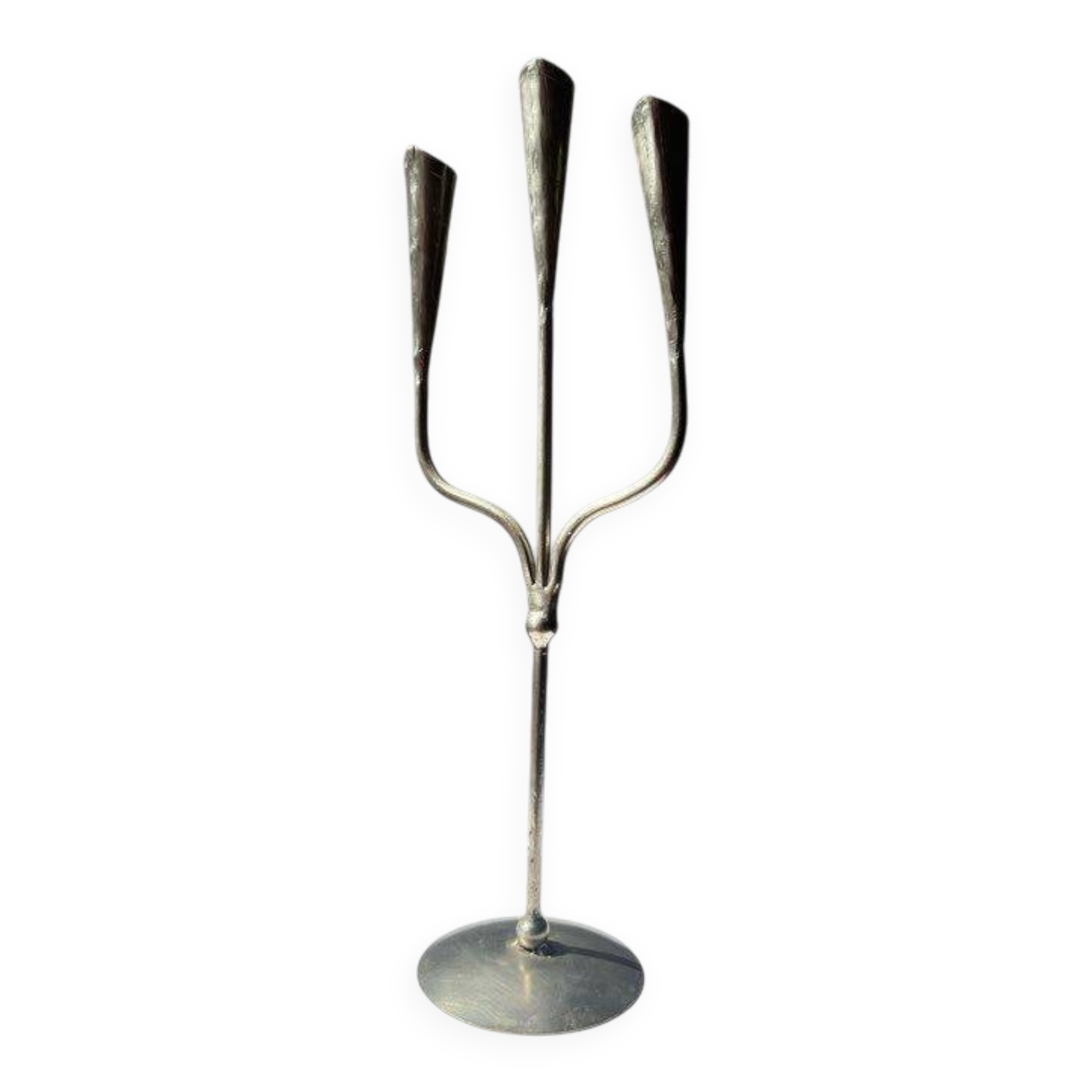 Vintage aluminium candlestick, brutalist style