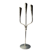 Vintage aluminium candlestick, brutalist style