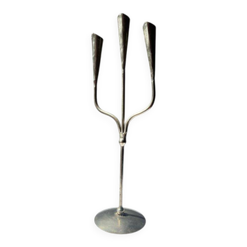 Vintage aluminium candlestick, brutalist style