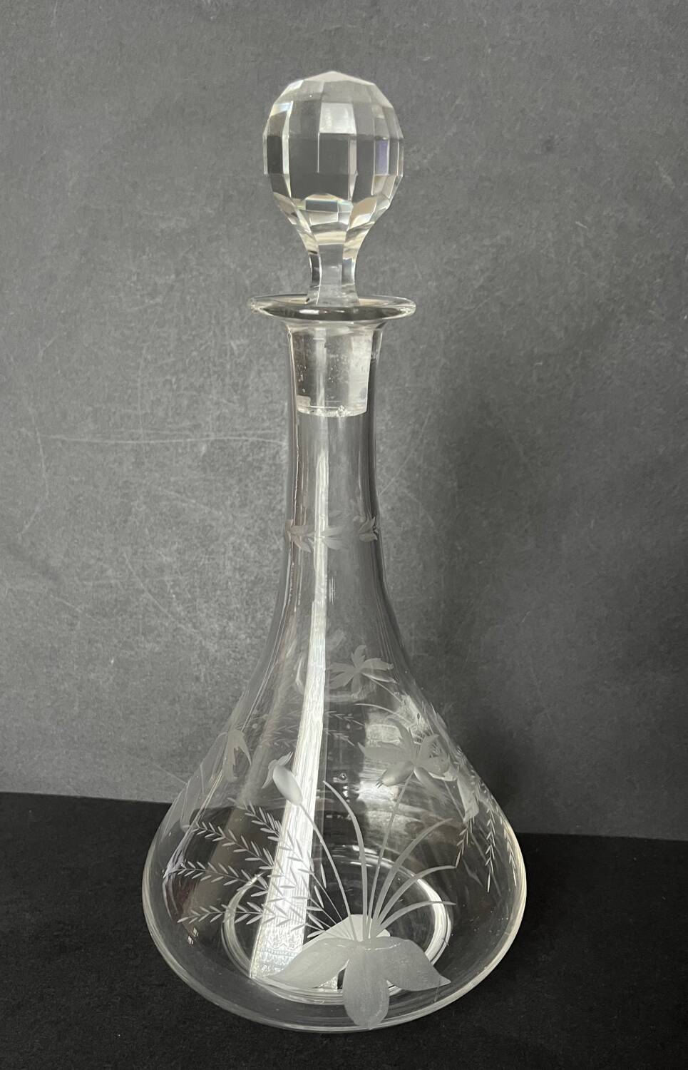 Etched glass carafe