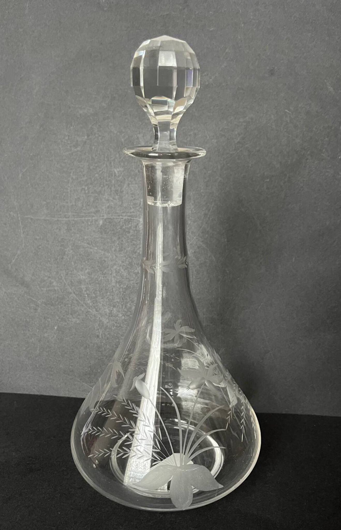 Etched glass carafe