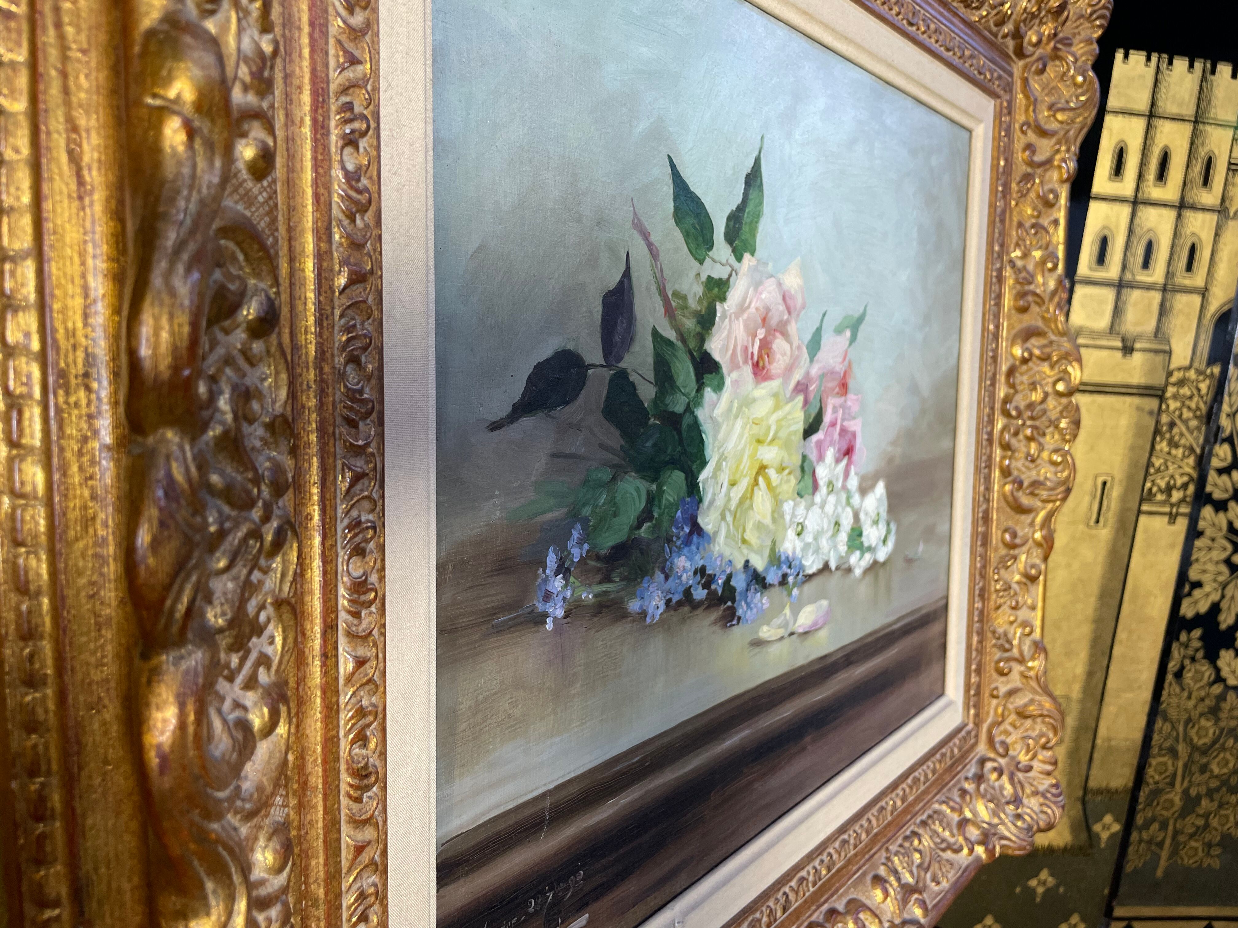 Oil follows canvas "Bouquet of roses" Ernest Filliard (1868-1933)