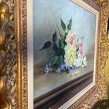 Oil follows canvas "Bouquet of roses" Ernest Filliard (1868-1933)