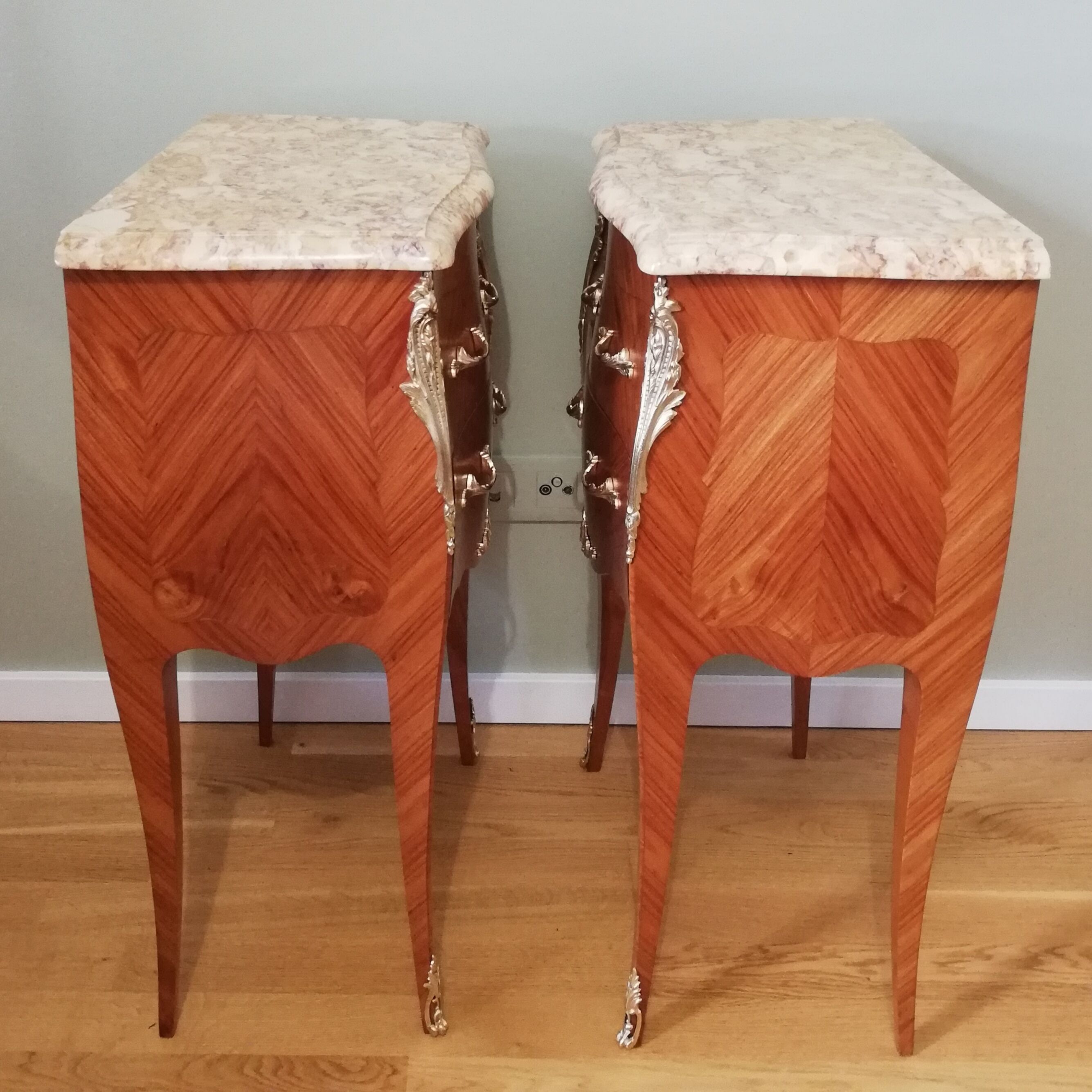 Pair of bedside tables in the form of a Louis XV style tomb