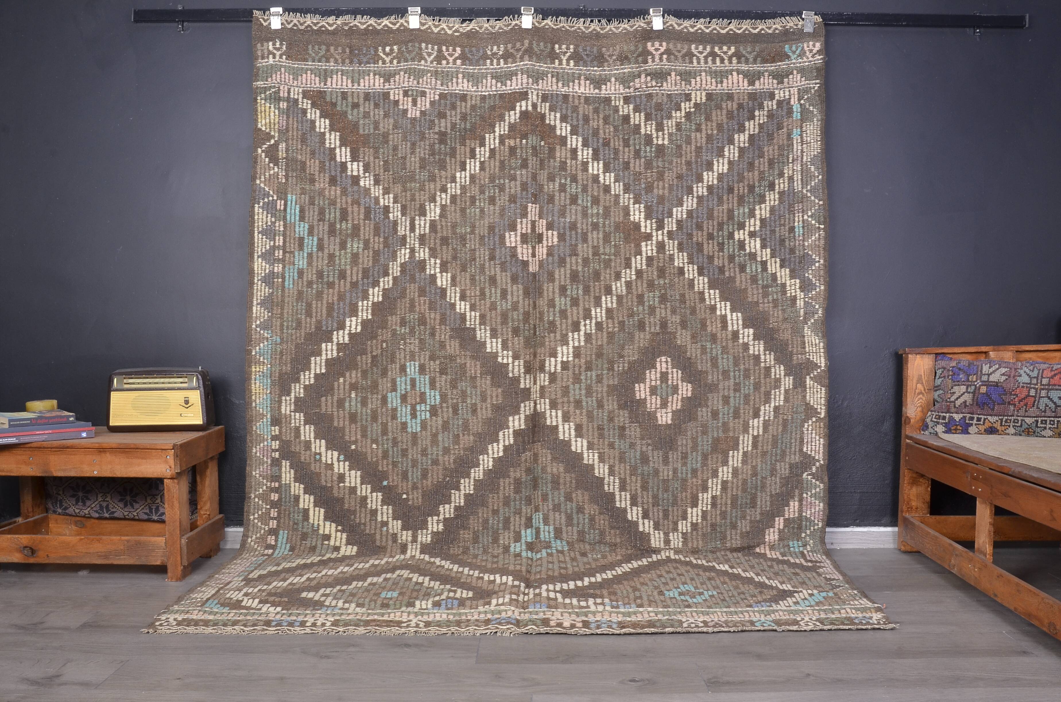 Oushak Decorative Kilim Rug 1884
