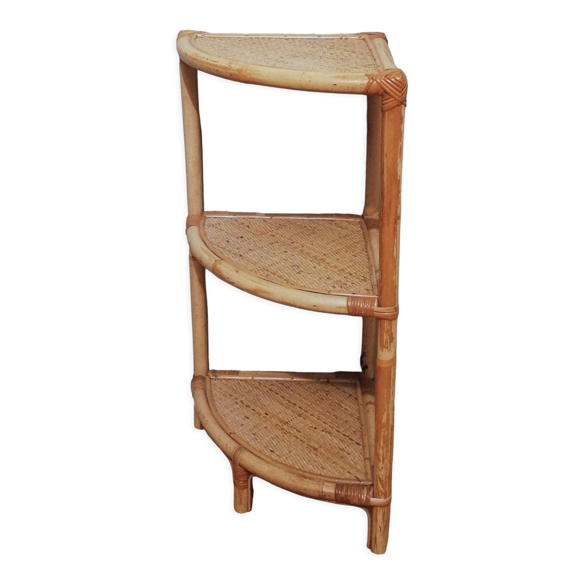 Bamboo and rattan corner shelf