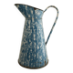 Vintage enamelled metal pitcher - blue and white