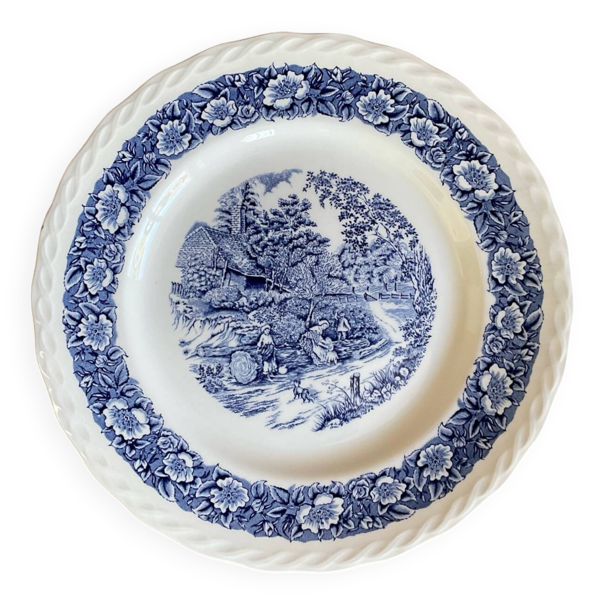 4 assiettes plates Staffordshire England « countryside »