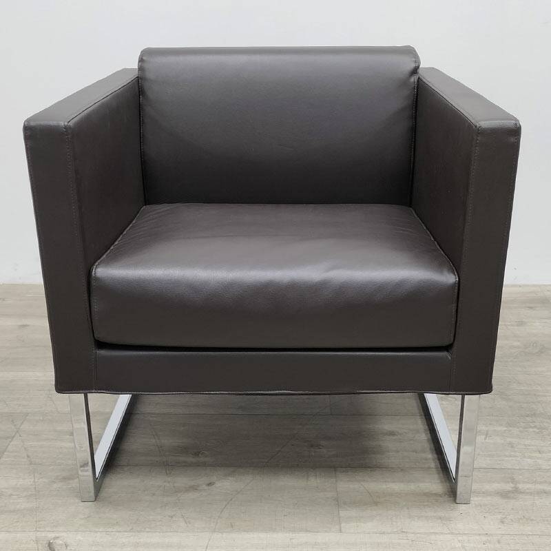 Tacchini brand brown leather armchair