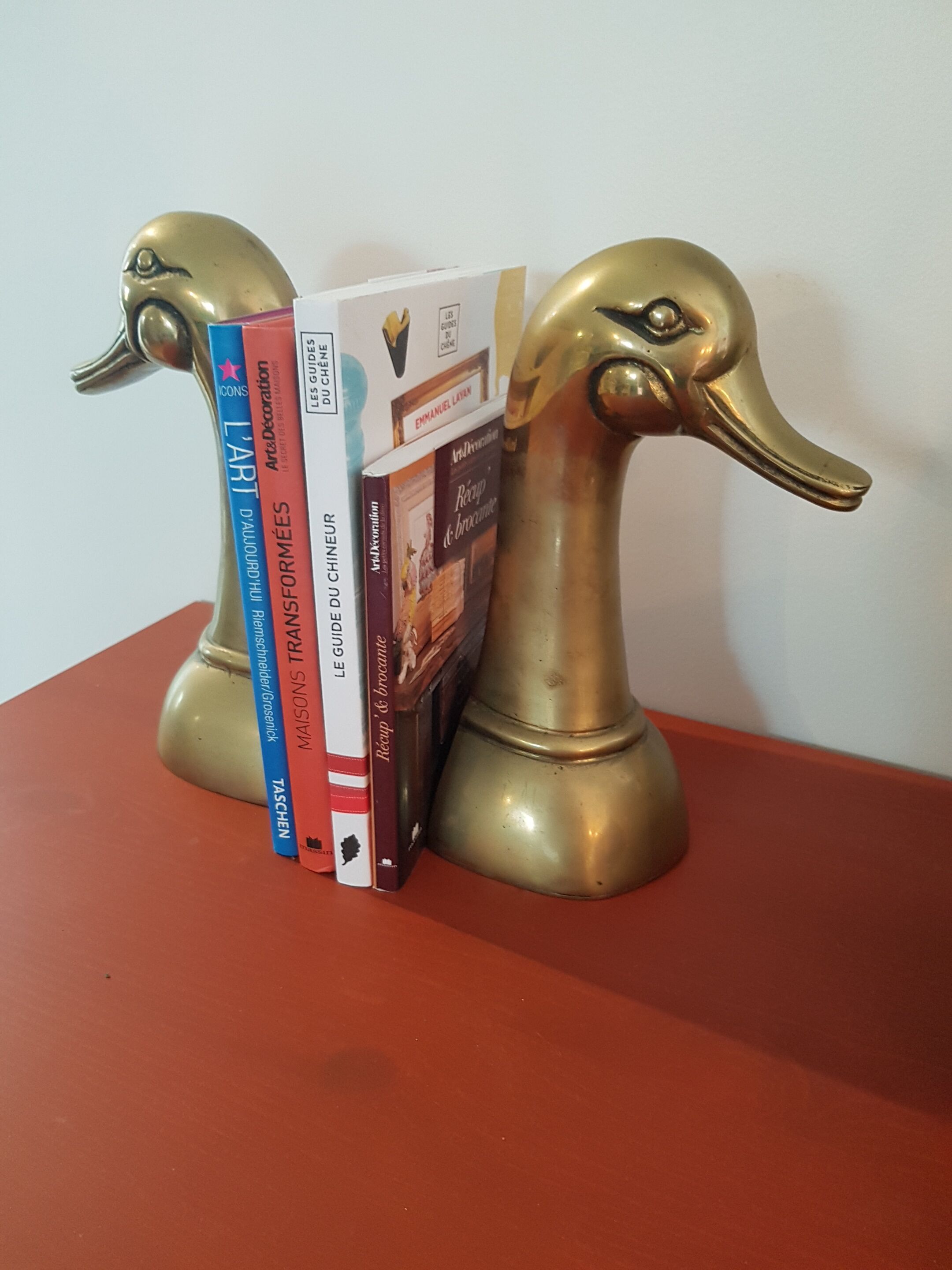 Pair of ducks brass bookends