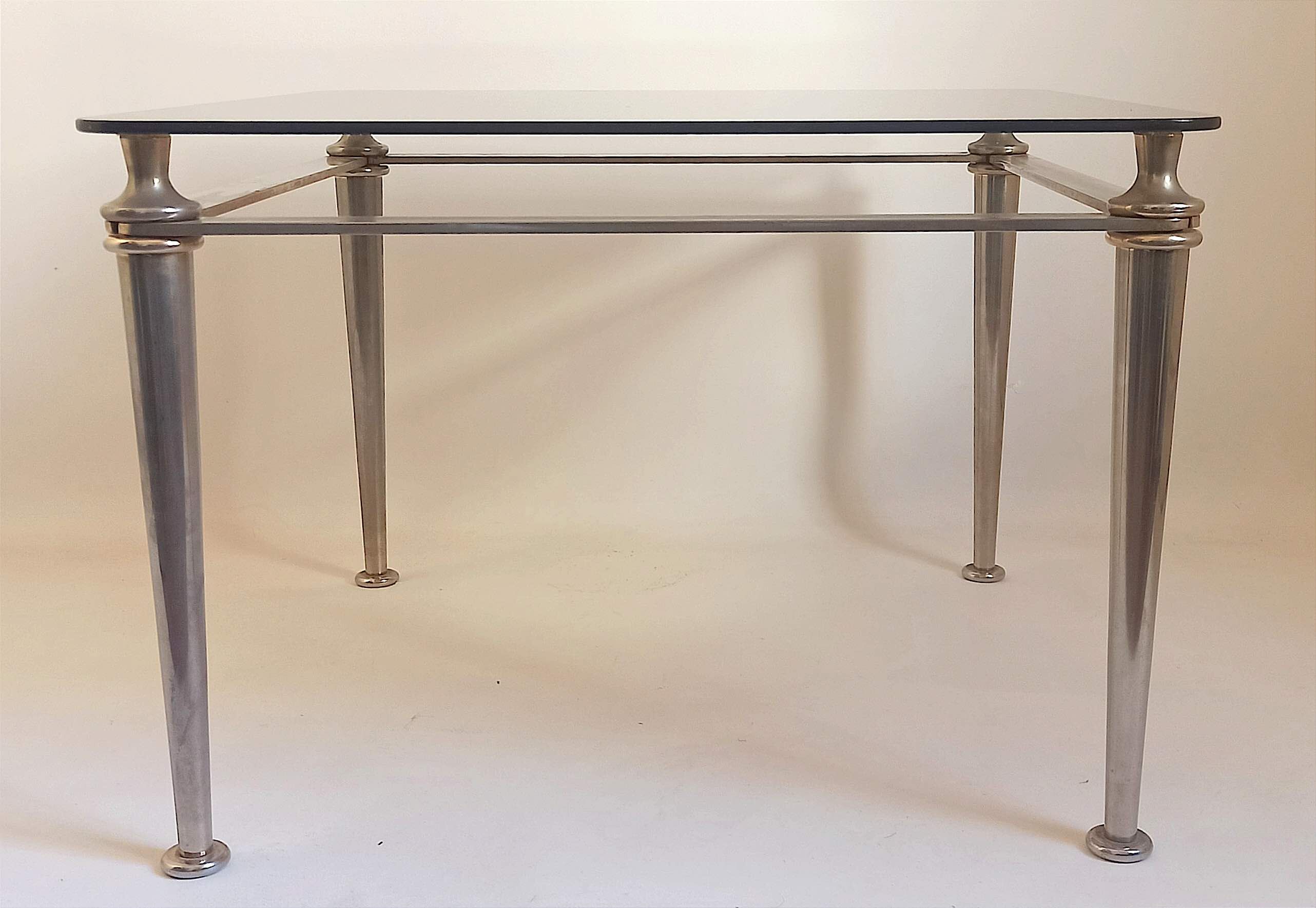 Steel coffee table and tempered glass 70s