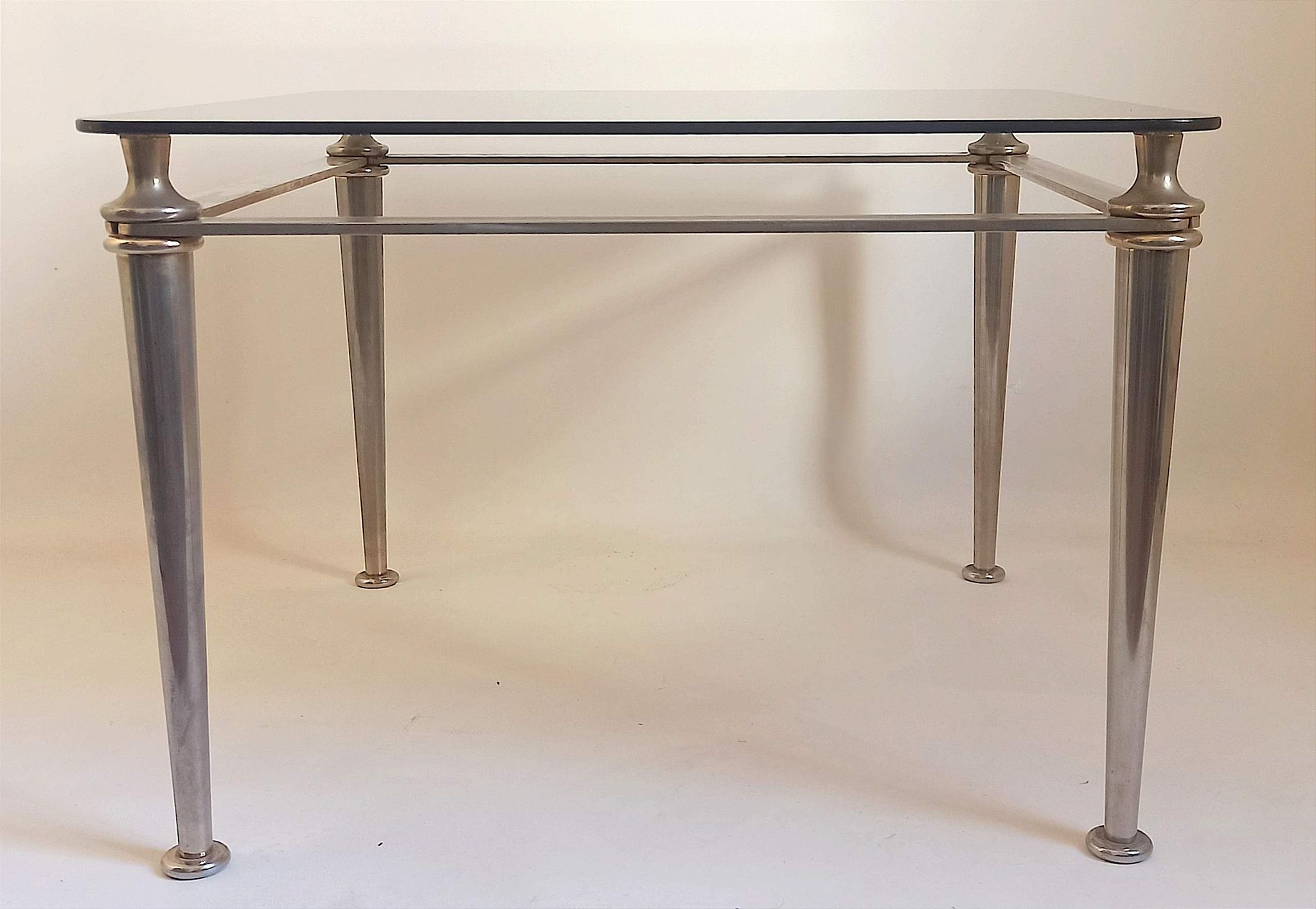 Steel coffee table and tempered glass 70s