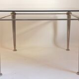 Table basse acier et verre trempé Années 70