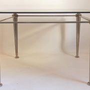 Steel coffee table and tempered glass 70s
