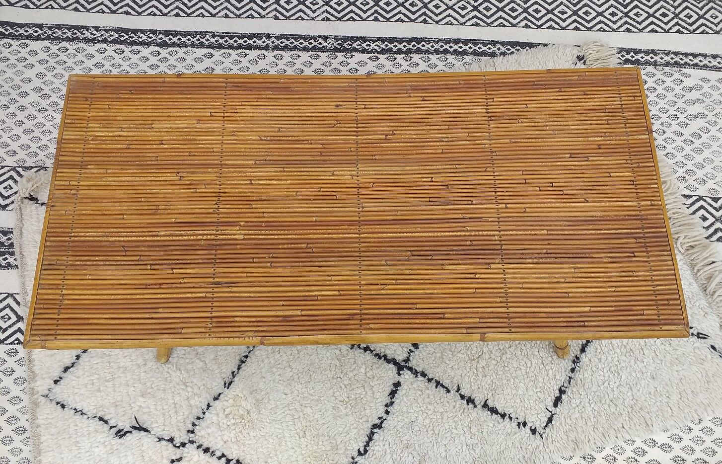 Vintage rattan coffee table 70