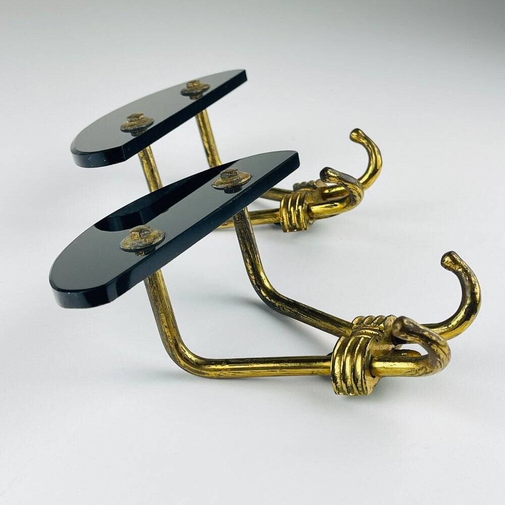 Vintage brass coat hooks, Italy, 1950s, set of 2