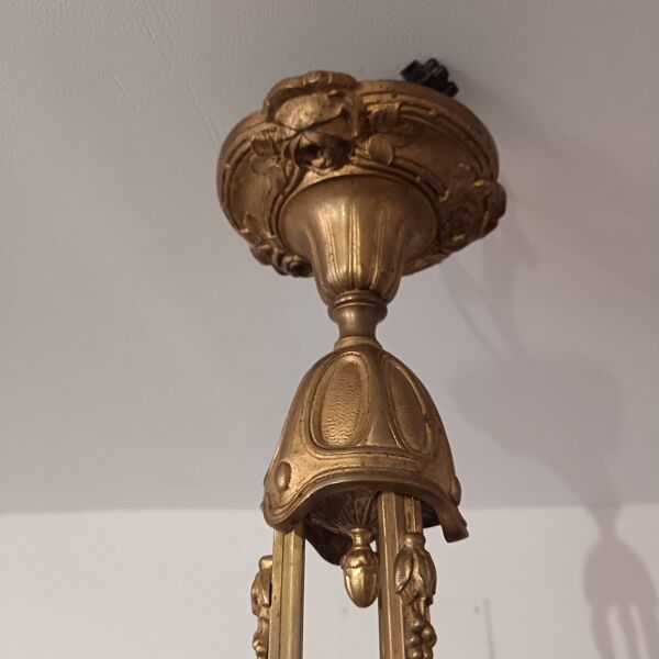 Lustre Art déco en pâte de verre
