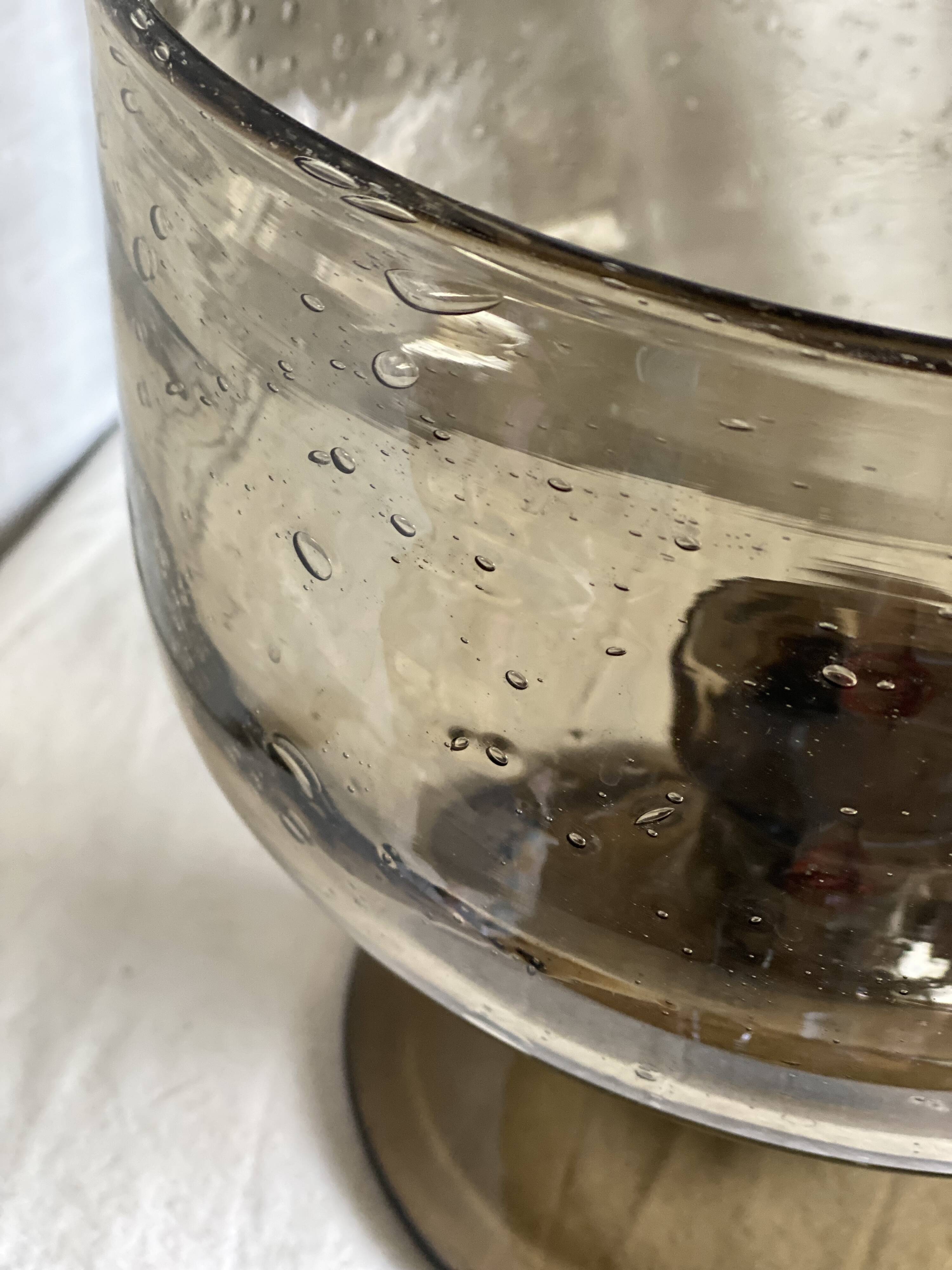 Large vintage 1960s smoked bubble glass bowl from Biot.