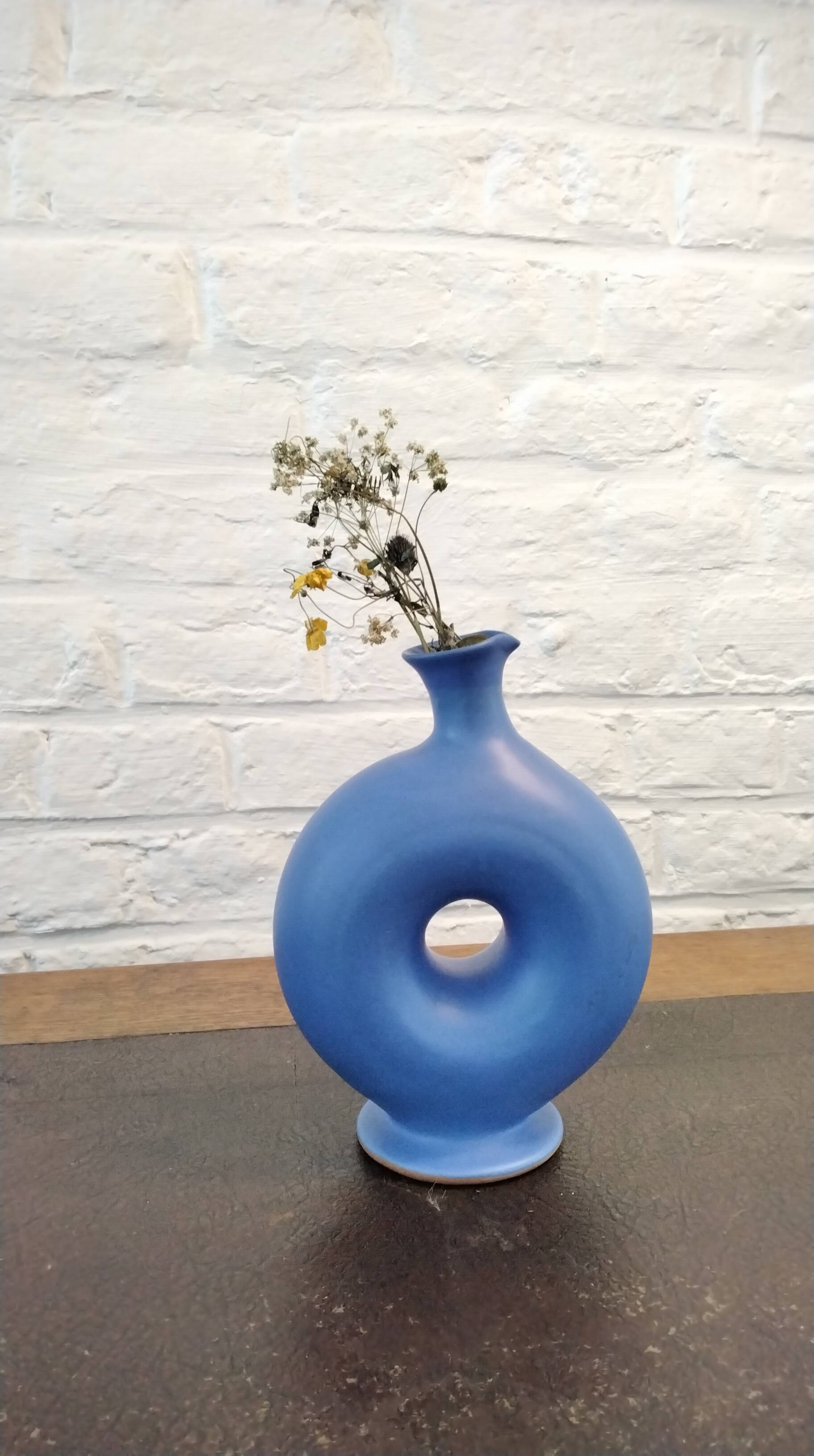 Blue donut vase