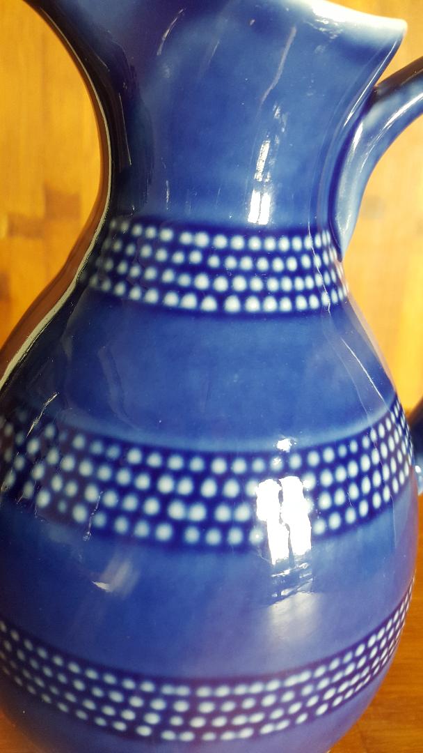 Vintage pitcher blue pattern blue peas 75cl