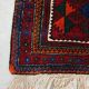 Vintage Baluchi prayer rug, hand-knotted, dyed wool from the 1970s.
