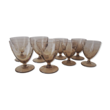 Set 8 engraved smoked glasses