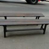 Pair of old solid wood benches