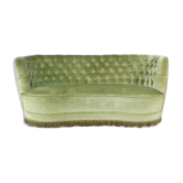 Canapé à boutons vert incurvé danois des années 1940