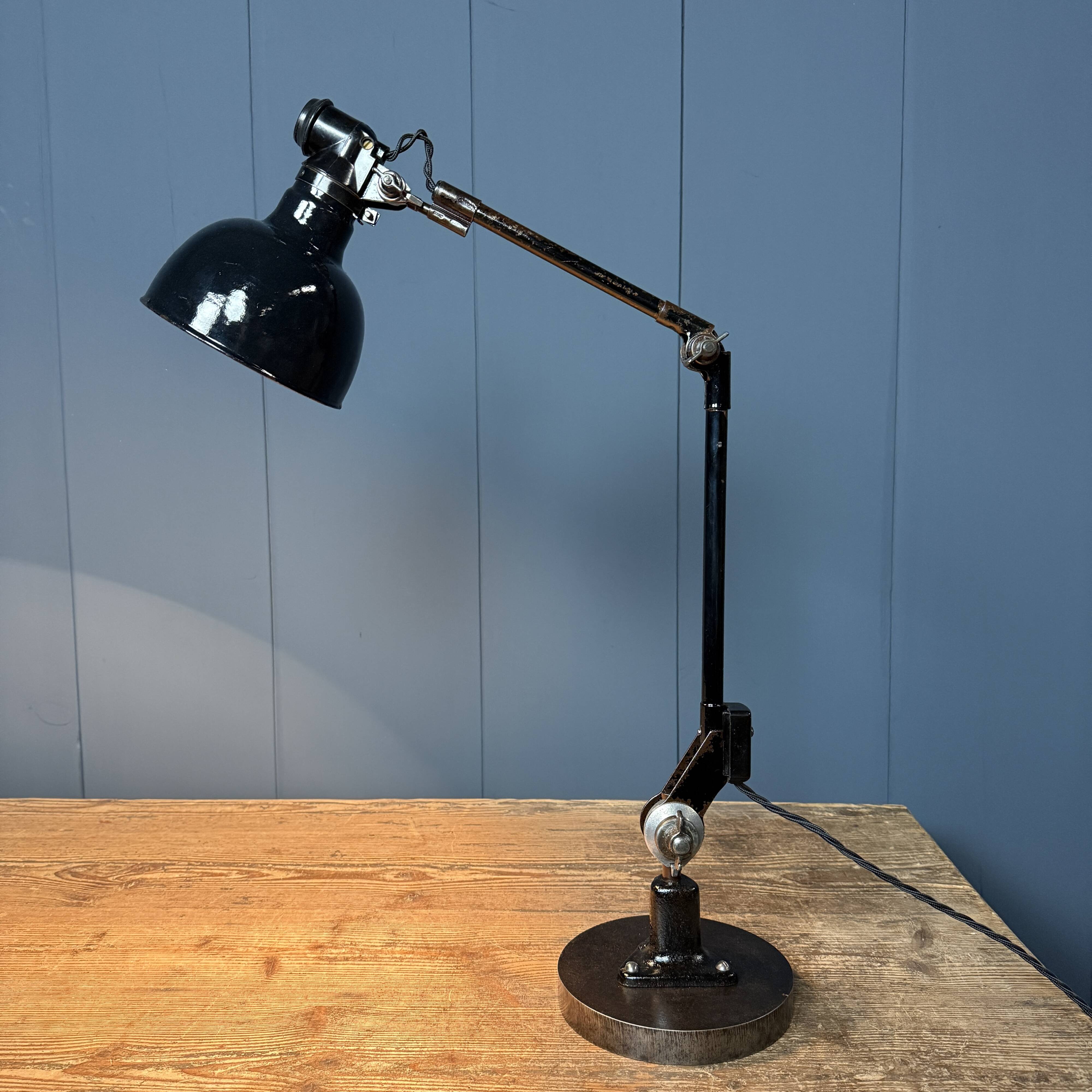 Rademacher black table lamp with enamel shade
