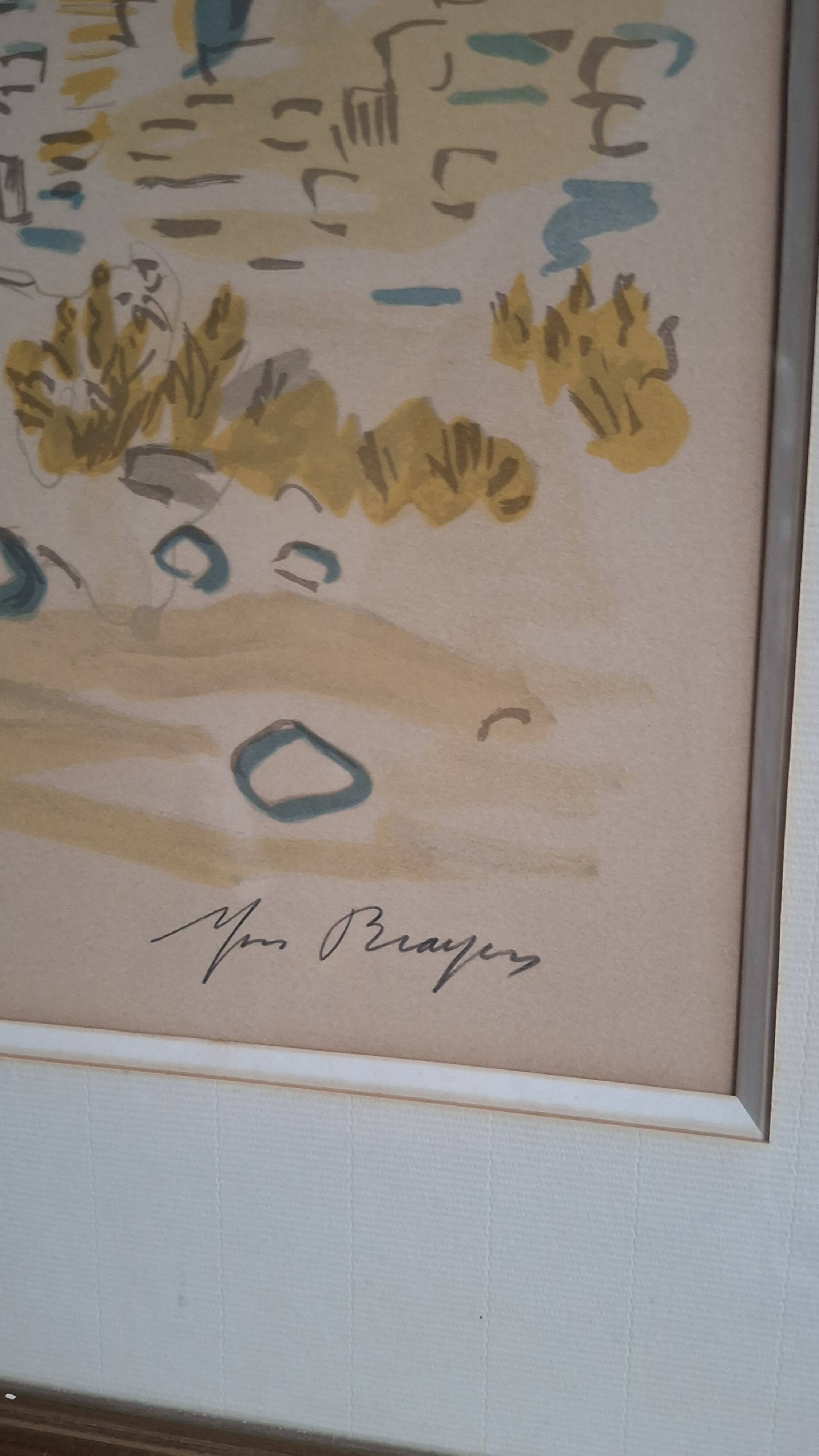 Large lithograph signed by Yves Brayer. Provençal landscape.