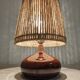 Vintage bedside lamp in enamelled stoneware and jute rope