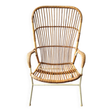 Rattan high back chair with white frame for Rohé Noordwolde, The Netherlands 1960's