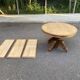 Round extendable dining table Napoleon III renovated in 19th-century oak.