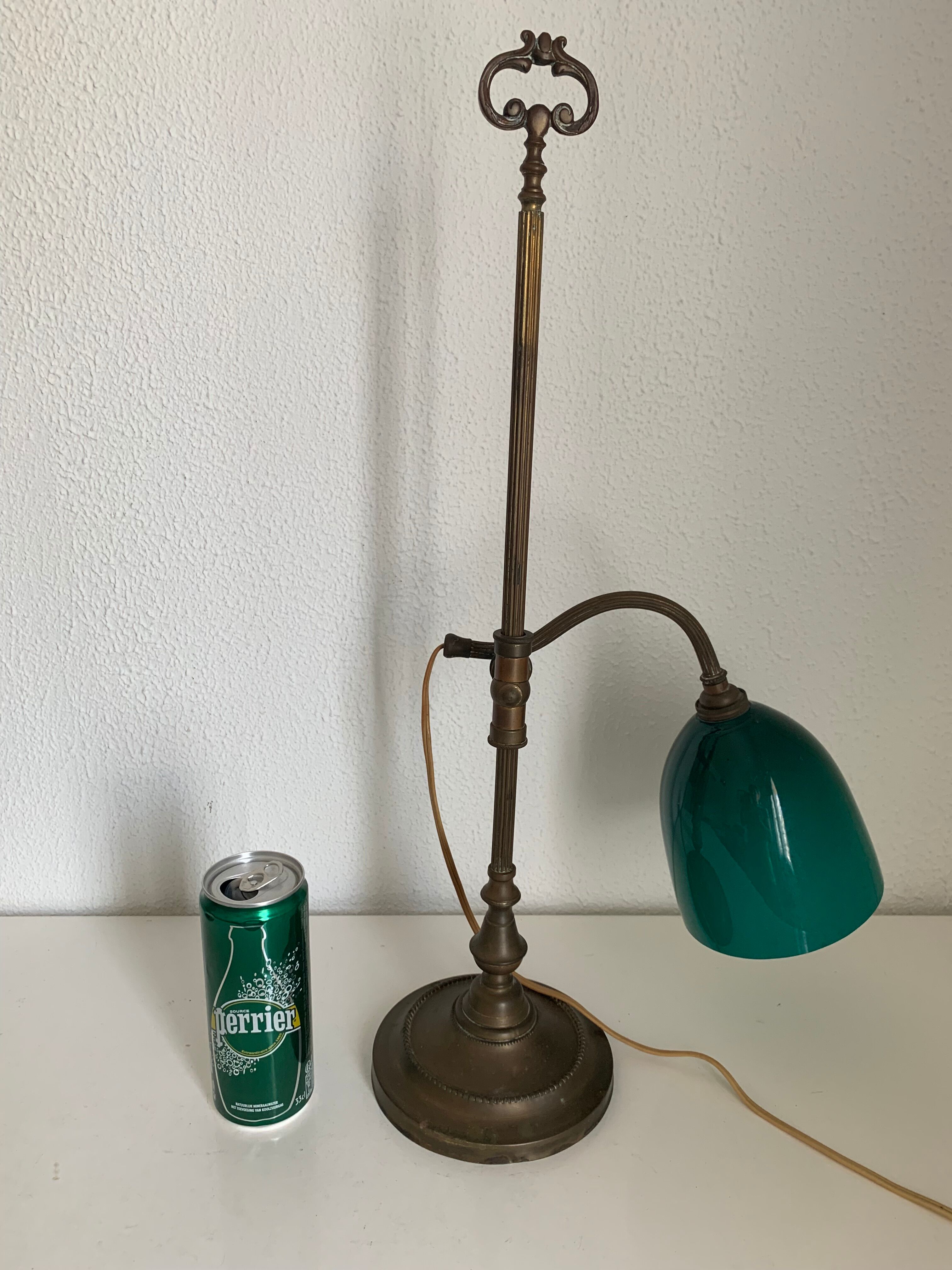 Vintage lamp 1900 celadon jeweler workshop brass - 56 cm