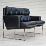 2 seater sofa, leather, chrome steel.