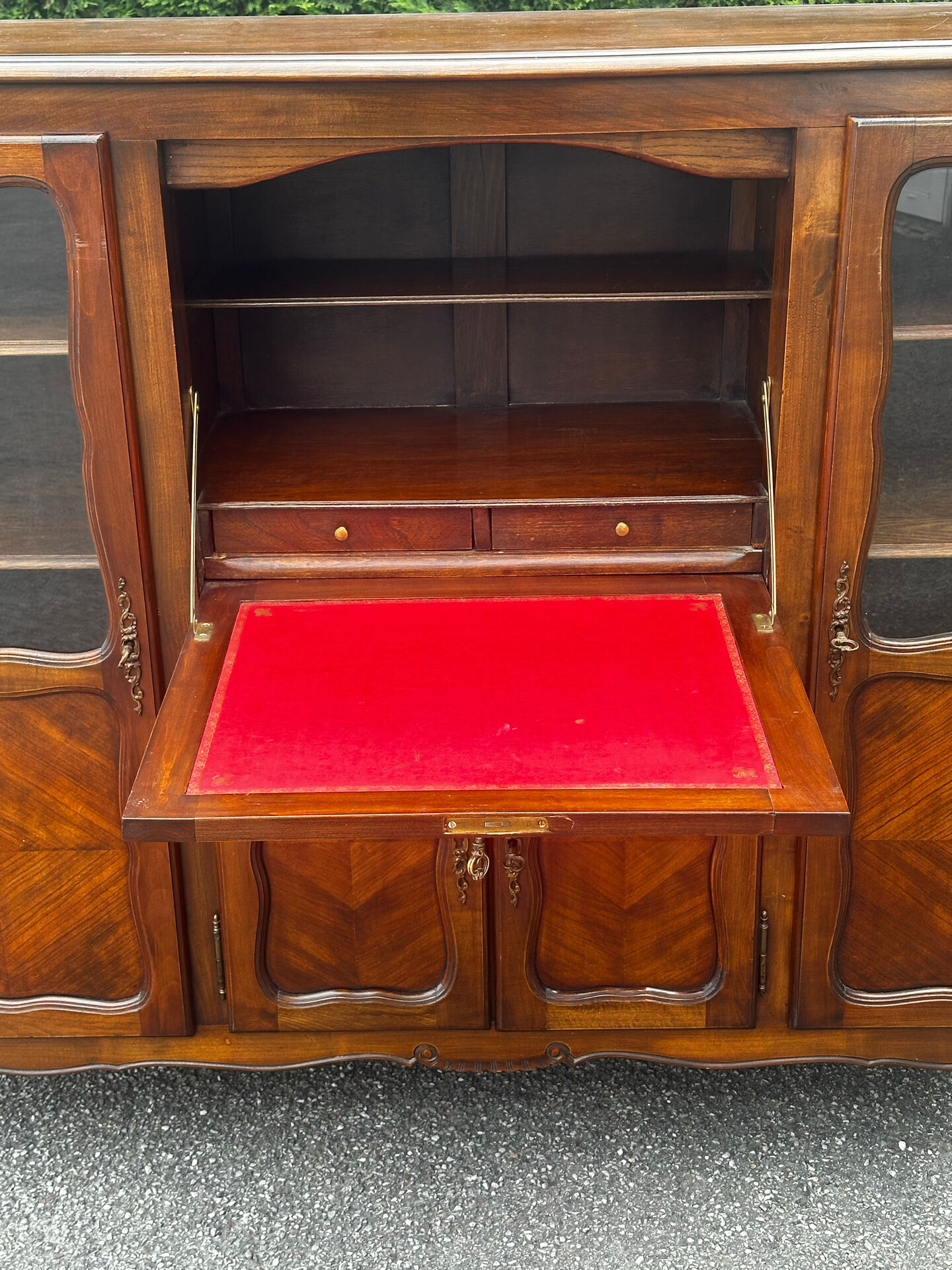 Sideboard, Louis XV style secretary in cherry wood, 1960s.