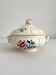 Small vintage ivory earthenware tureen with flowers, Digoin Sarreguemines