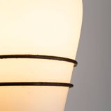 Large outdoor lamp made from metal and opal glass