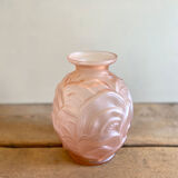 Pink satin glass "ripples" vase