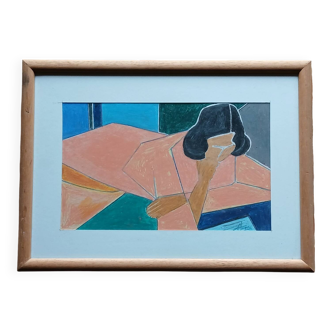 Cubist painting, reclining woman