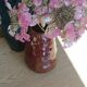 Burgundy enamelled brutalist vase